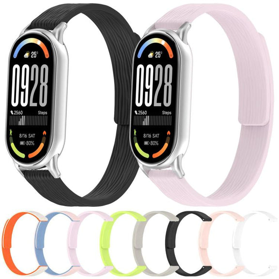 12mm Striped Soft Magnetic Silicone Watch Band(White)
