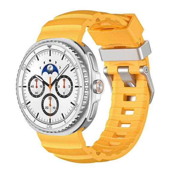 For Samsung Galaxy Watch8 / Watch8 Classic Silver Buckle Silicone Watch Band(Yellow)