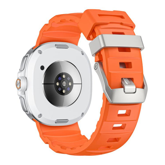 For Samsung Galaxy Watch8 / Watch8 Classic Silver Buckle Silicone Watch Band(Orange)