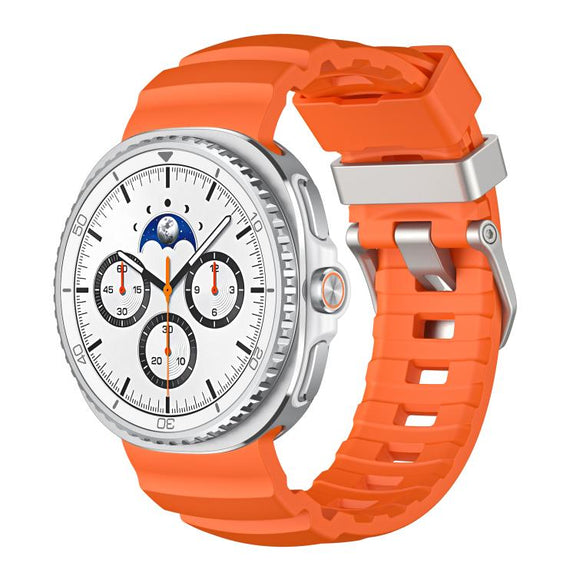 For Samsung Galaxy Watch8 / Watch8 Classic Silver Buckle Silicone Watch Band(Orange)