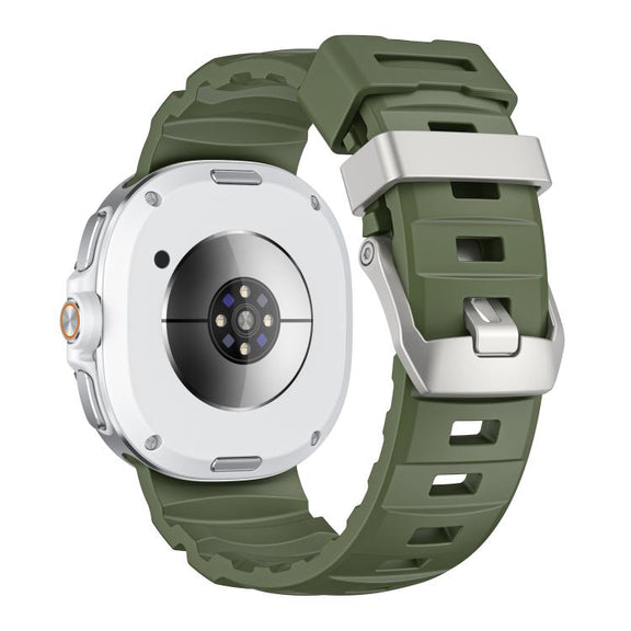 For Samsung Galaxy Watch8 / Watch8 Classic Silver Buckle Silicone Watch Band(Green)