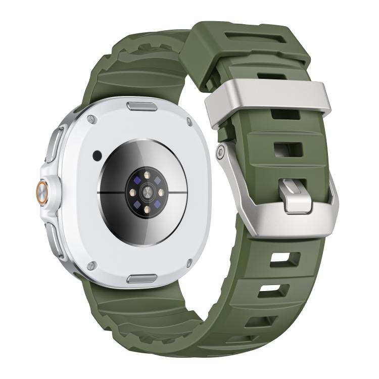 For Samsung Galaxy Watch8 / Watch8 Classic Silver Buckle Silicone Watch Band(Green)