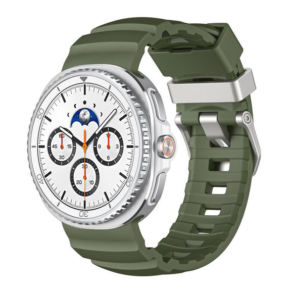 For Samsung Galaxy Watch8 / Watch8 Classic Silver Buckle Silicone Watch Band(Green)