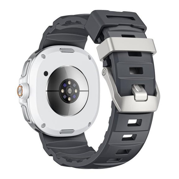 For Samsung Galaxy Watch8 / Watch8 Classic Silver Buckle Silicone Watch Band(Charcoal Black)