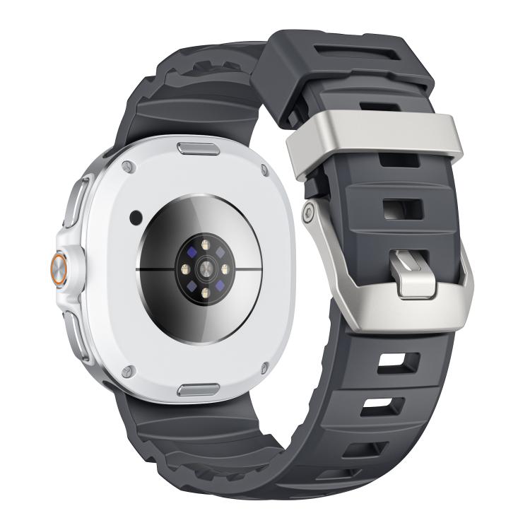 For Samsung Galaxy Watch8 / Watch8 Classic Silver Buckle Silicone Watch Band(Charcoal Black)
