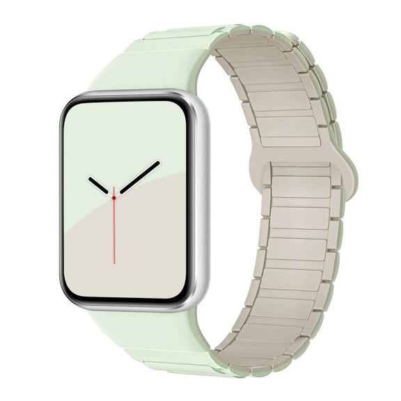 For Xiaomi Smart Band 9 Pro / Redmi Watch 5 Tri-Beads Magnetic Silicone Watch Band(Light Mint Starlight)