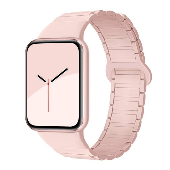 For Xiaomi Smart Band 9 Pro / Redmi Watch 5 Tri-Beads Magnetic Silicone Watch Band(Pink Gold)