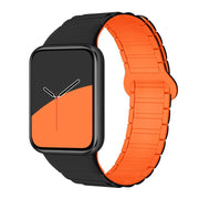 For Xiaomi Smart Band 9 Pro / Redmi Watch 5 Tri-Beads Magnetic Silicone Watch Band(Black Orange)