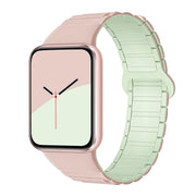 For Xiaomi Smart Band 9 Pro / Redmi Watch 5 Tri-Beads Magnetic Silicone Watch Band(Oxford Pink Light Mint)