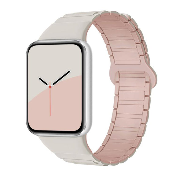 For Xiaomi Smart Band 9 Pro / Redmi Watch 5 Tri-Beads Magnetic Silicone Watch Band(Starlight Oxford Pink)