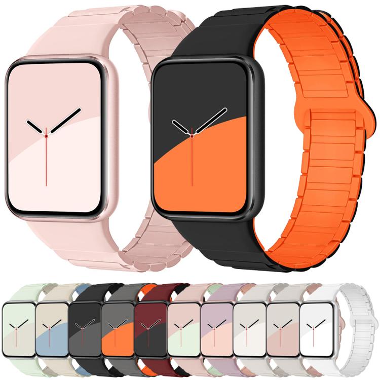 For Xiaomi Smart Band 9 Pro / Redmi Watch 5 Tri-Beads Magnetic Silicone Watch Band(Gray Orange)