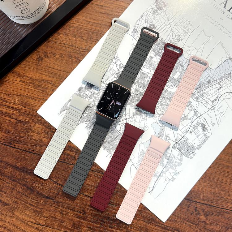 For Xiaomi Smart Band 9 Pro / Redmi Watch 5 Tri-Beads Magnetic Silicone Watch Band(Gray Orange)