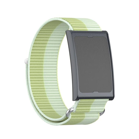 For Amazfit Helio Strap Metal Ring Two Sections Nylon Hook and Loop Fastener Watch Band(Mint Green)