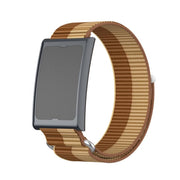 For Amazfit Helio Strap Metal Ring Two Sections Nylon Hook and Loop Fastener Watch Band(Brown)