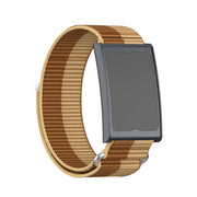 For Amazfit Helio Strap Metal Ring Two Sections Nylon Hook and Loop Fastener Watch Band(Brown)