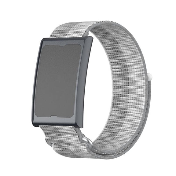 For Amazfit Helio Strap Metal Ring Two Sections Nylon Hook and Loop Fastener Watch Band(Phantom Silver)
