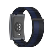For Amazfit Helio Strap Metal Ring Two Sections Nylon Hook and Loop Fastener Watch Band(Deep Ocean Blue)