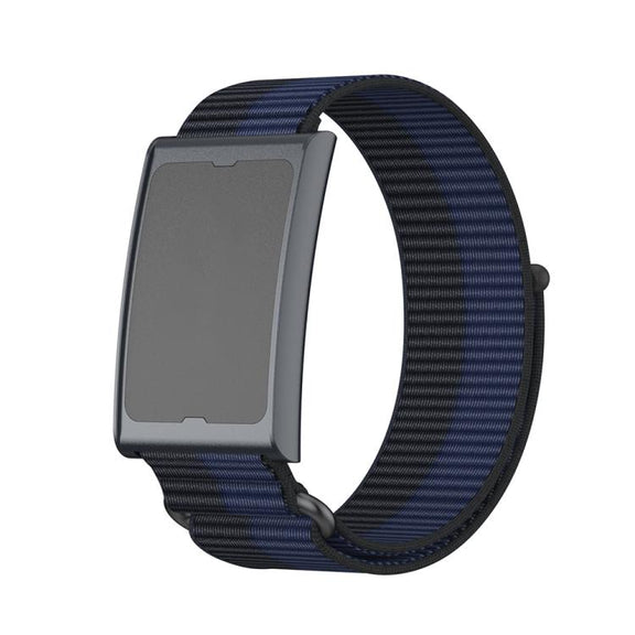 For Amazfit Helio Strap Metal Ring Two Sections Nylon Hook and Loop Fastener Watch Band(Deep Ocean Blue)