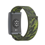 For Amazfit Helio Strap Metal Ring Two Sections Nylon Hook and Loop Fastener Watch Band(Camouflage Green)