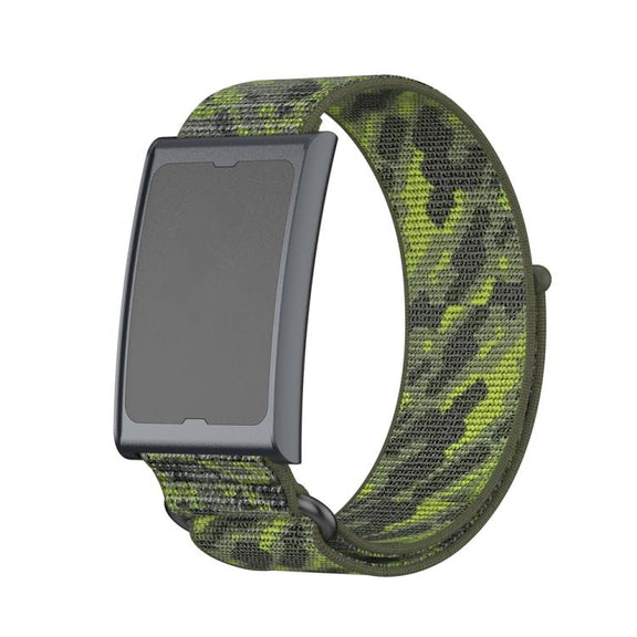 For Amazfit Helio Strap Metal Ring Two Sections Nylon Hook and Loop Fastener Watch Band(Camouflage Green)