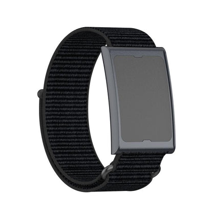 For Amazfit Helio Strap Metal Ring Two Sections Nylon Hook and Loop Fastener Watch Band(Deep Black) - free shipping - PMC Jewellery - Order now!
