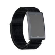 For Amazfit Helio Strap Metal Ring Two Sections Nylon Hook and Loop Fastener Watch Band(Deep Black)