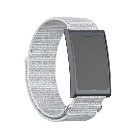 For Amazfit Helio Strap Metal Ring Two Sections Nylon Hook and Loop Fastener Watch Band(Sea Shell)