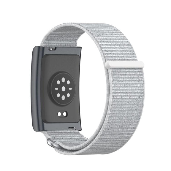 For Amazfit Helio Strap Metal Ring Two Sections Nylon Hook and Loop Fastener Watch Band(Sea Shell)