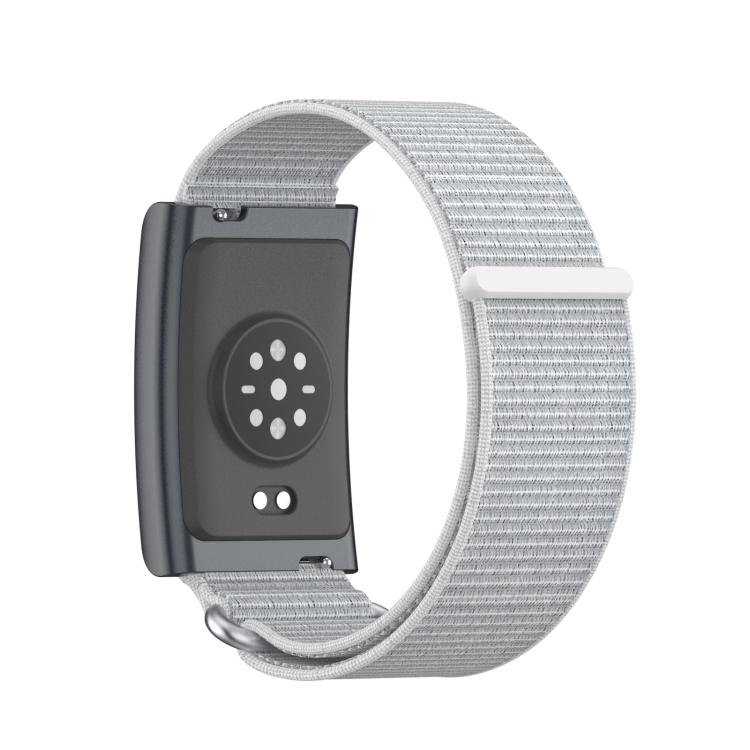 For Amazfit Helio Strap Metal Ring Two Sections Nylon Hook and Loop Fastener Watch Band(Sea Shell)