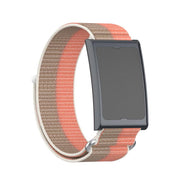 For Amazfit Helio Strap Metal Ring Two Sections Nylon Hook and Loop Fastener Watch Band(Teak Pink)
