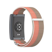 For Amazfit Helio Strap Metal Ring Two Sections Nylon Hook and Loop Fastener Watch Band(Teak Pink)
