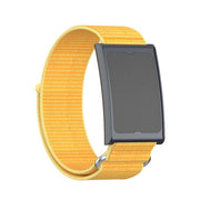 For Amazfit Helio Strap Metal Ring Two Sections Nylon Hook and Loop Fastener Watch Band(Pale Yellow)