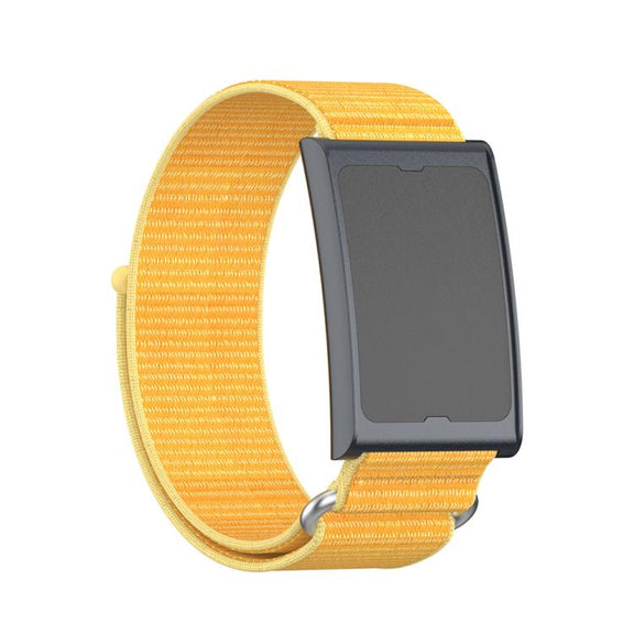For Amazfit Helio Strap Metal Ring Two Sections Nylon Hook and Loop Fastener Watch Band(Pale Yellow)