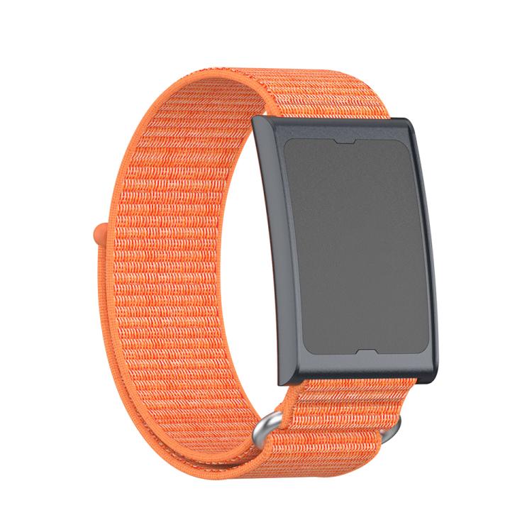 For Amazfit Helio Strap Metal Ring Two Sections Nylon Hook and Loop Fastener Watch Band(Bright Orange)