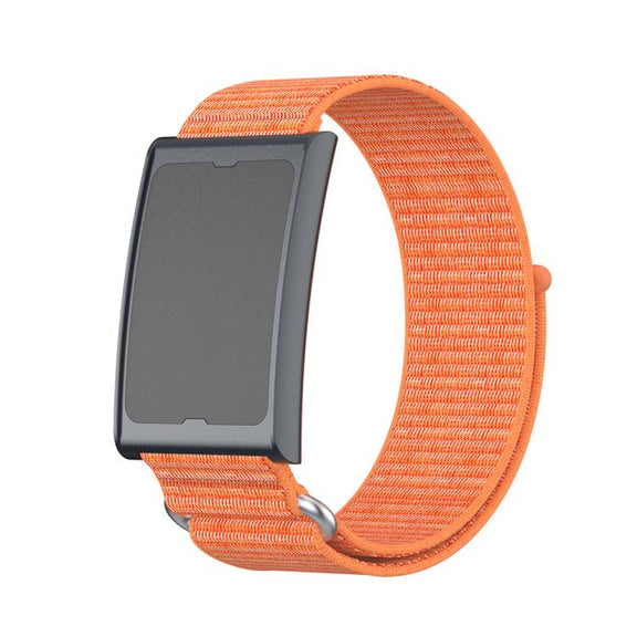 For Amazfit Helio Strap Metal Ring Two Sections Nylon Hook and Loop Fastener Watch Band(Bright Orange)