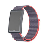 For Amazfit Helio Strap Metal Ring Two Sections Nylon Hook and Loop Fastener Watch Band(Glossy Pink)