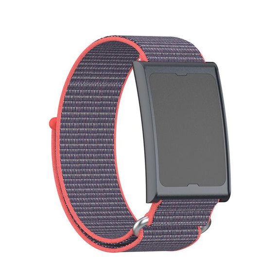 For Amazfit Helio Strap Metal Ring Two Sections Nylon Hook and Loop Fastener Watch Band(Glossy Pink)