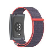 For Amazfit Helio Strap Metal Ring Two Sections Nylon Hook and Loop Fastener Watch Band(Glossy Pink)