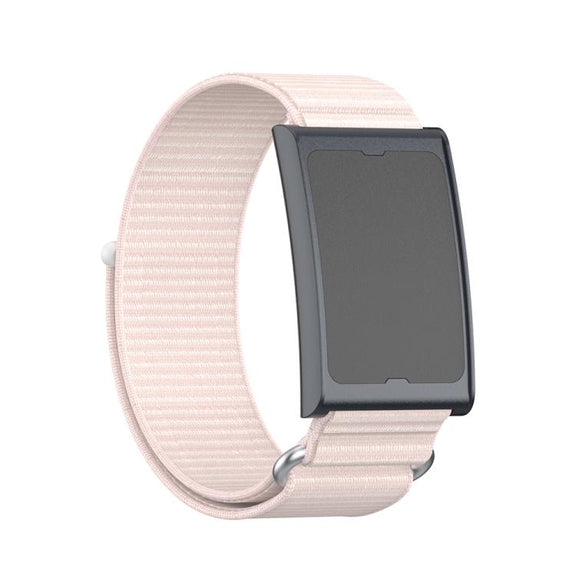 For Amazfit Helio Strap Metal Ring Two Sections Nylon Hook and Loop Fastener Watch Band(Pearl Pink)