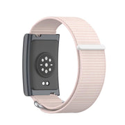 For Amazfit Helio Strap Metal Ring Two Sections Nylon Hook and Loop Fastener Watch Band(Pearl Pink)