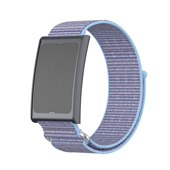 For Amazfit Helio Strap Metal Ring Two Sections Nylon Hook and Loop Fastener Watch Band(Azure Blue)