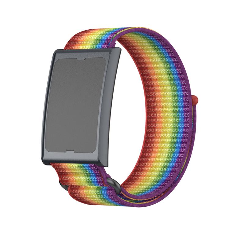 For Amazfit Helio Strap Metal Ring Two Sections Nylon Hook and Loop Fastener Watch Band(Rainbow) - free shipping - PMC TechLife - Order now!