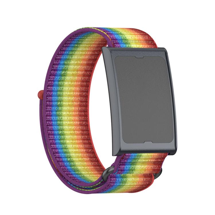 For Amazfit Helio Strap Metal Ring Two Sections Nylon Hook and Loop Fastener Watch Band(Rainbow) - free shipping - PMC TechLife - Order now!