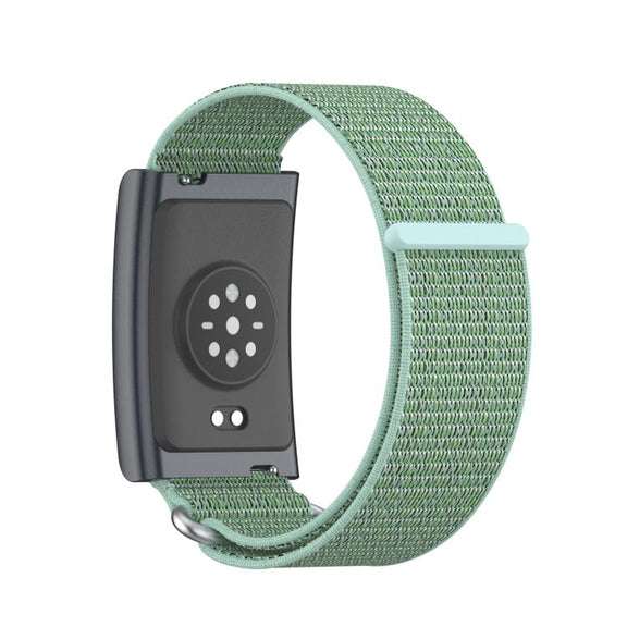 For Amazfit Helio Strap Metal Ring Two Sections Nylon Hook and Loop Fastener Watch Band(Aqua)