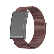 For Amazfit Helio Strap Metal Ring Two Sections Nylon Hook and Loop Fastener Watch Band(Smokey Purple)