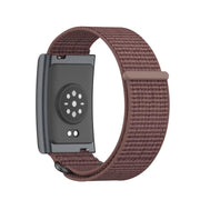 For Amazfit Helio Strap Metal Ring Two Sections Nylon Hook and Loop Fastener Watch Band(Smokey Purple)