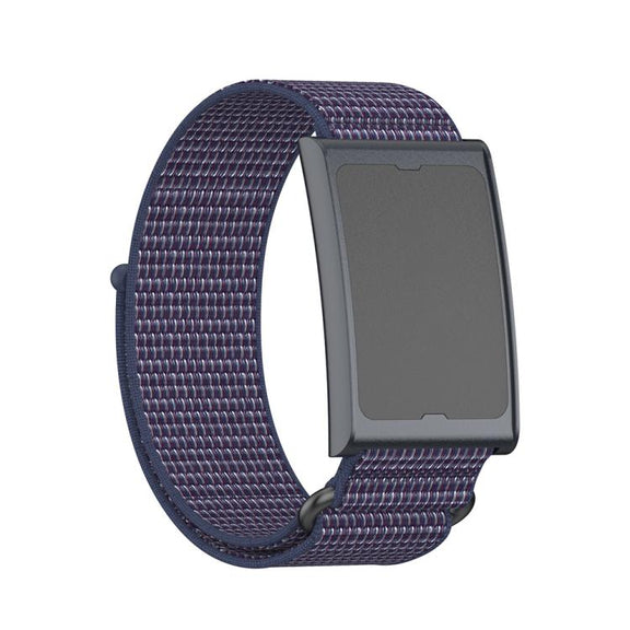 For Amazfit Helio Strap Metal Ring Two Sections Nylon Hook and Loop Fastener Watch Band(Indigo)