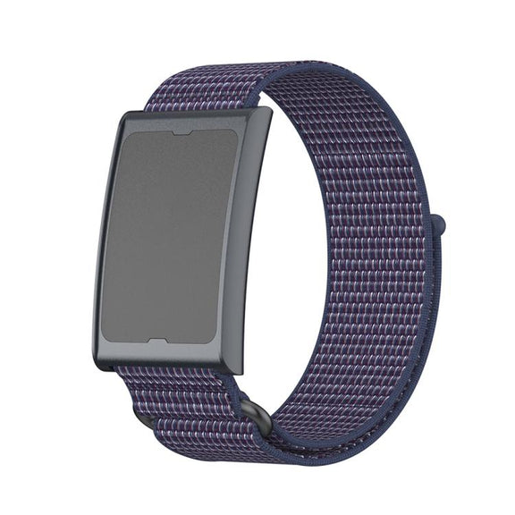 For Amazfit Helio Strap Metal Ring Two Sections Nylon Hook and Loop Fastener Watch Band(Indigo)