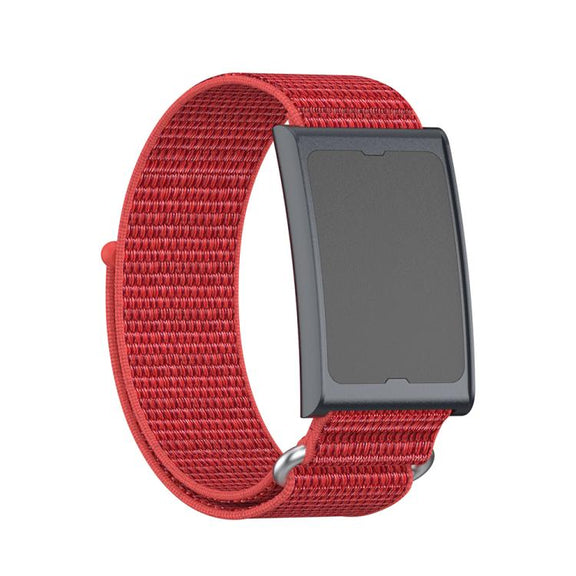 For Amazfit Helio Strap Metal Ring Two Sections Nylon Hook and Loop Fastener Watch Band(Red)