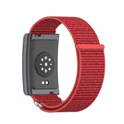 For Amazfit Helio Strap Metal Ring Two Sections Nylon Hook and Loop Fastener Watch Band(Red)